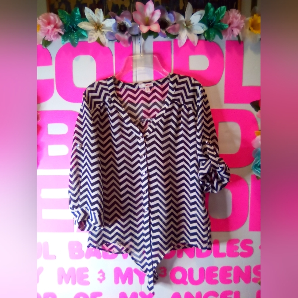 $098👉🏼Women's Teens Black🖤/White🤍 Zebra🦓 Striped Blouse